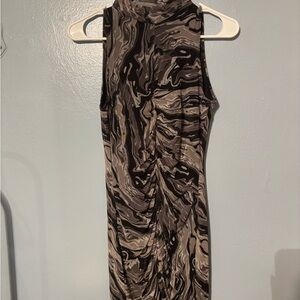 Elegant Marble Print Sleeveless Dress